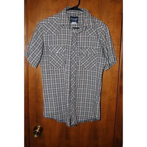 VINTAGE WRANGLER PEARL BUTTON SHORT SLEEVE SHIRT SIZE M